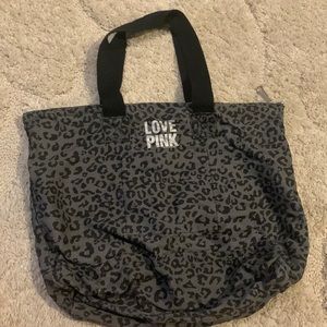 Victorias secret PINK bag.   Gray and black cheetah print.  Excellent condition!
